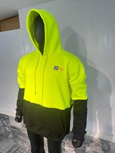 Sweat-shirt de sécurité à capuche haute visibilité ANSI Classe 3, manches contrastées, logo personnalisé, tissu tricoté 100% polyester pour - Product Image 3
