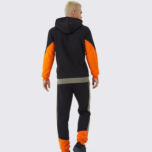 Men's Color Blocking Hooded <b>Tracksuit</b> Full Length Streetwear Casual Jogger Pants With Side Pockets Elastic Waist Cotton - Product Image 4