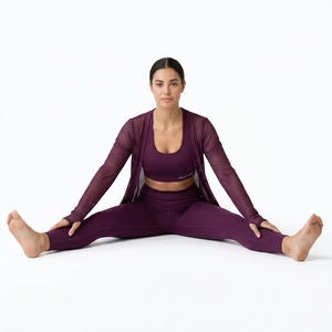 Conjunto Deportivo de Tres Piezas para Mujer, Chaqueta de Malla, Sujetador Deportivo, Leggings de Cintura Alta, Ropa Deportiva para Yoga y Fitness - Product Image 5