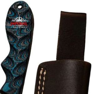 Cuchillo de Caza Compacto Fijo de Acero al Carbono con Patrón Ondulado Negro Azulado y Mango de Cuero Capa a Capa, Herramienta de Corte Premium OEM para Cocina y Exteriores - Product Image 2