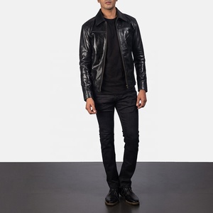 Chaqueta de invierno de diseño moderno y corte ajustado para hombre, informal, estilo bomber, cortavientos, a prueba de viento, de cuero. - Product Image 4