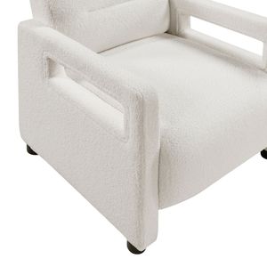 Poltrona di Lusso con Cuscino Beige, Rivestimento in Bouclé, Struttura in Compensato, Sedia d'Accento per Soggiorno - Product Image 5