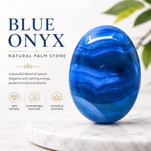 Pierre de méditation en onyx bleu naturel poli, pierre de poche, pierre précieuse, fournisseur en gros pour cadeaux, méditation et décoration - Product Image 3