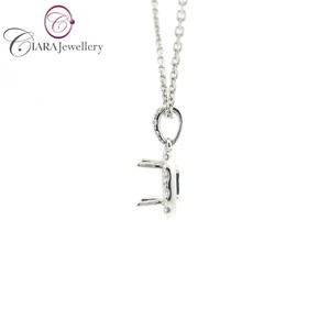 Vente en gros de style classique simple halo 18 carats au750 or blanc véritable diamant naturel en forme de coussin 6X5MM cadeau en or avec pendentif à ajustement central - Product Image 2