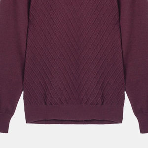 Suéter de Cuello Polo con Cremallera para Hombre, 100% Algodón, Color Granate y Marrón Oscuro, Ropa de Invierno Transpirable y Antiencogimiento, Venta al Por Mayor - Product Image 4