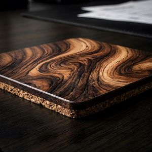 Mid Century Teak Wood Grain <b>Coaster</b>: Modern Organic Table Decor, Square Cork Back <b>Drink</b> <b>Coaster</b> for Home Office - Product Image 1