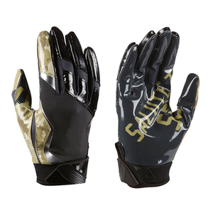 Gants de football personnalisés pour receveur, blancs et bleus, imprimés par transfert thermique, avec grip en silicone, longueur poignet, en nylon sportif - Product Image 5