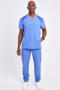 New Hot Sale 100% Cotton Medical Scrubs Uniforms Scrub <b>Tops</b> Nurse Uniform Sets for Hospital Pocket Style Knitted Unisex Needle - Product Image 3