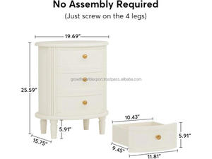 Mesa de Noche Moderna Ovalada de Madera de Mango Maciza Hecha a Mano con 3 Cajones |   Mesa de Noche Contemporánea con Gabinete de Almacenamiento |   Dormitorio Nuevo 2026 - Product Image 6