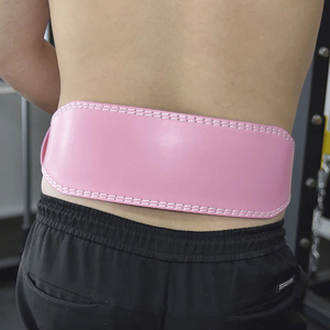 Red Leather <b>Weight</b> <b>Lifting</b> <b>Belt</b> Adjustable Waist Support for Strength Training Unisex Buckle Closure - Product Image 3