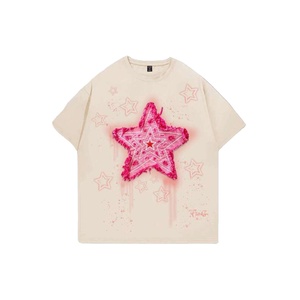 เสื้อยืดโอเวอร์ไซส์ผู้ชาย พิมพ์ลายพัฟฟ์แบบมีเท็กซ์เจอร์ ผ้าฝ้าย ระบายอากาศได้ดี สตรีทแวร์ รับผลิตตามแบบ OEM พร้อมสกรีนโลโก้ตามสั่ง - Product Image 1