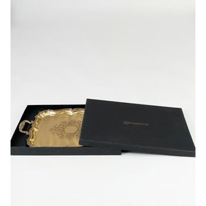 Artisan Crafted Metal <b>Tray</b> With Textured Border And Bright Surface Ideal For Showrooms And Boutique Displays - Product Image 2