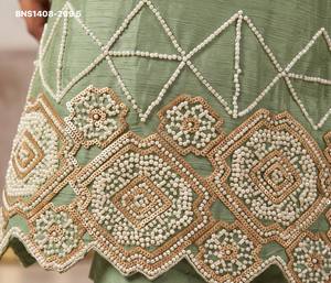 Gorgeous Looking Chinon with <b>Beads</b>-Pearl-Sequin work Readymade Short Suit-Plazzo-Latkan Dupatta Set Collection Indian Exporter - Product Image 6
