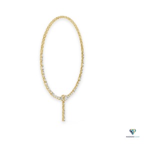 Collier en or jaune 14,27 carats avec diamants de laboratoire de formes multiples ovales, pendentif goutte audacieux en or massif 18 carats - Product Image 2