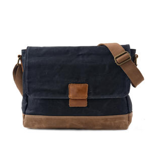 Bolso Bandolera para Hombre, Estilo Casual y Simple, Impermeable, de Lona Encerada y Cuero Vacuno - Product Image 4