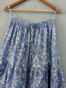 Ethnic Women's <b>Summer</b> Dress Hand Block Printed Cotton Long Maxi <b>Skirt</b> with Elastic Waist Breathable Sustainable Casual Style - Product Image 2