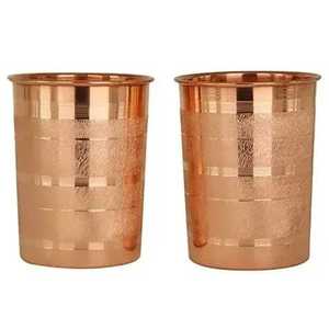 Lot de 2 verres à eau sans pied en cuivre pur, forme tonneau, lisses, style vintage, pour bar, fournisseur en gros - Product Image 5