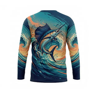 Nouveau design unisexe UPF 50+ T-shirt de pêche personnalisé à transfert thermique anti-UV séchage rapide 100% polyester anti-bactérien camouflage manches longues - Product Image 4