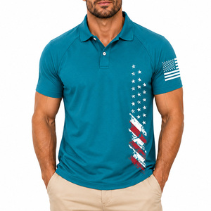 Camiseta de Golf Raglán Patriótica Americana con Estampado Personalizado, Diseño Retro, Elástica, de Manga Corta, Informal, de Secado Rápido y Transpirable - Product Image 5