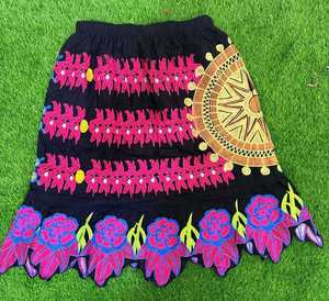 Jupe brodée pour femme, motif uni, taille PLS, confortable, effet ventre plat, pour la course et le quotidien, longueur genou, tenue d'été - Product Image 2