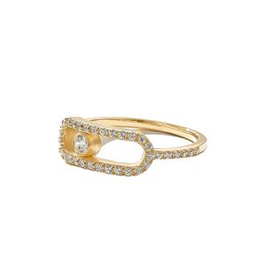 Top Quality Natural Diamond Engagement Pave Diamond Paperclip <b>Ring</b> Trendy <b>Statement</b> <b>Ring</b> in 10k Solid Gold Unique Pinky <b>Ring</b> - Product Image 1