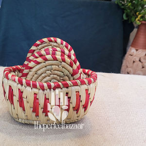 Posavasos Redondo de Hierba Moonj Roja, Diseño Clásico Ecológico, No Tóxico, Duradero, Theperfectbazaar - Product Image 2