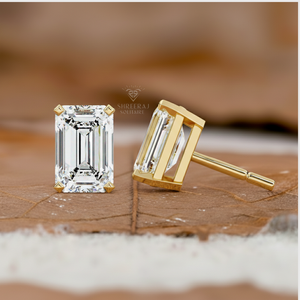 Boucles d'oreilles en diamant 0,5 ct 1,0 1,5 2,0 3,0 4,0 ct, diamants de laboratoire CVD/HPHT, taille émeraude, bijoux en or 14K/18K - Product Image 1