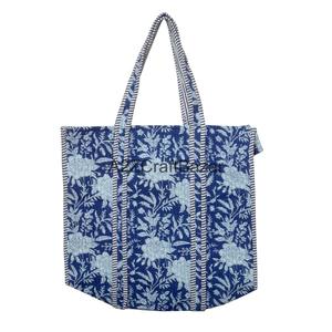 Bolsa de Mano Grande de Algodón 100% Puro con Diseño a Rayas y Asa Larga, Hecha en Rajasthan, para Uso Diario - Product Image 4