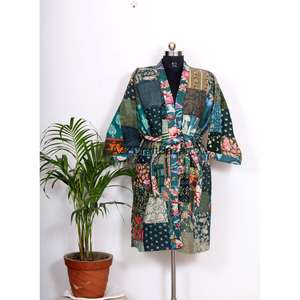 Robe kimono pour femme à imprimé floral, 100% coton pur, douce, respirante, légère, luxueuse, pour l'hiver - Product Image 3