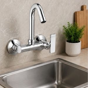 Sink Mixer With <b>Swinging</b> Spout Stainless Steel Wall-Mounted 111 Pillar Cock <b>Single</b> Handle Faucet Apartment Villa Hotel Bedroom - Product Image 1