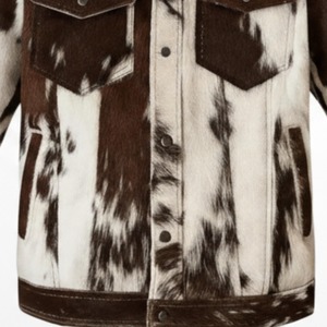 Veste en cuir de vache véritable pour homme, motif vache tachetée marron et blanc, style western, manteau de camionneur vintage, vêtement d'extérieur pour motard - Product Image 4