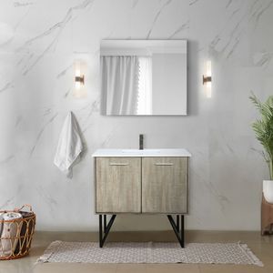 Mueble de baño rústico de acacia con 36 pulgadas Ancho x 20 pulgadas Juego de Muebles de Baño de 36 Pulgadas con Encimera de Mármol Cultivado y Grifo en Oro Rosa - Product Image 2