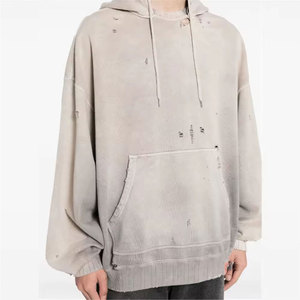 High Quality Custom Streetwear Hoodie Distressed Wash Cotton Fleece Oversized OEM ODM Supplier - Product Image 6