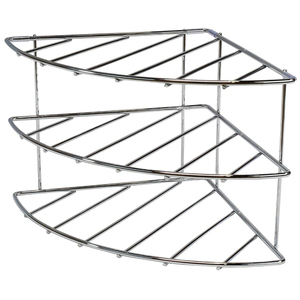 Estante Esquinero Metálico de 3 Niveles para Cocina, Acabado Cromado, Organizador de Ollas, Sartenes y Tapas para Encimera, Ahorra Espacio - Product Image 1