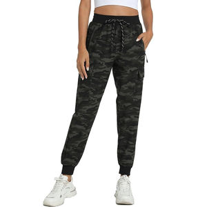 Pantalon de jogging large pour femme, taille haute, cordon de serrage, bas élastiqué, coupe ample, respirant, en rayonne et élasthanne, style décontracté bohème - Product Image 1