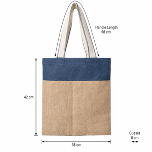 Two Tone Natural and Dyed Jute Tote Bags 38x42 cm Cotton Tape Handle Custom Logo Promotional Shopping Bag Wholesale Manufacturer - Product Image 3