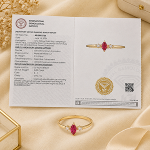 Nouvelle bague artisanale en or jaune massif 14 carats avec diamant de laboratoire et rubis sang de pigeon certifiés IGI, bijoux de luxe pour femmes - Product Image 6
