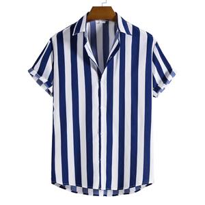 เสื้อเชิ้ตแขนสั้นลายทางสำหรับผู้ชาย ปกคอปก ผ้าป๊อปลินระบายอากาศได้ดี เหมาะสำหรับใส่ในฤดูร้อน - Product Image 3