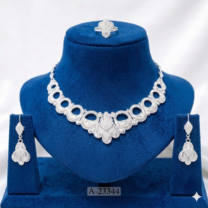 MOLL JEWELLERS Gold Plated Bridal Jewelry <b>Set</b> <b>Crystal</b> Stones Trendy Flower Necklace Earrings Women Wedding Engagement - Product Image 1