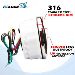 Medidor de instrumento de motor de 85mm y 52mm, Panel de 5 calibres, placa frontal negra, LED blanco, V 12, 24V, medidor de barco marino J1939 - Product Image 5