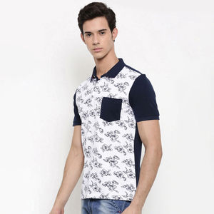 Polo Estampado para Hombre con Diseño Floral, Manga Corta con Bolsillo en Contraste, Transpirable, Informal, para Verano - Product Image 3