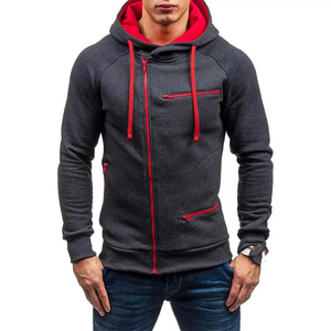 Sudadera con Capucha Roja para Hombre, Cierre de Cremallera, Corte Ajustado, Informal, Tejida, de Poliéster y Algodón, Color Sólido, para Otoño, Producción Harry Johnson - Product Image 4