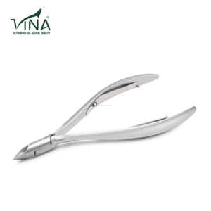 Pince à cuticules en acier inoxydable VNC-04-GC Vina poignée incurvée plaquée grise lame tranchante doigt professionnel pour salon - Product Image 4