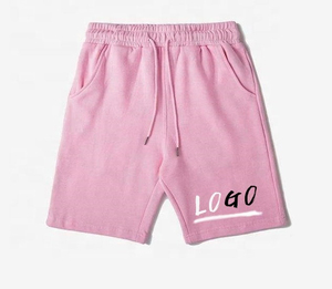 Shorts Bermuda en Coton Rose pour Homme, Taille Élastique avec Cordon, Couleur Unie, Tricoté, Respirant, Poches, Taille Mi-Haute, Longueur Courte - Product Image 1