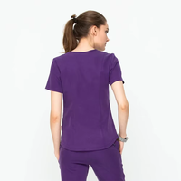 Offre Spéciale : Ensemble de Blouse et Pantalon d'Infirmière pour Femme, Col en V, Manches Courtes, Poches, Tissu Sergé Respirant et Confortable en Coton Extensible