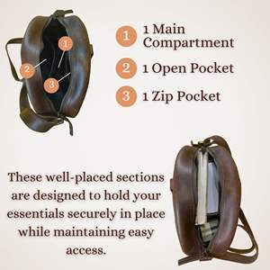 <b>Women</b>’s Brown Genuine Leather Round Crossbody <b>Bag</b> – Lightweight Circular Shoulder Purse with Zipper Closure - Product Image 3