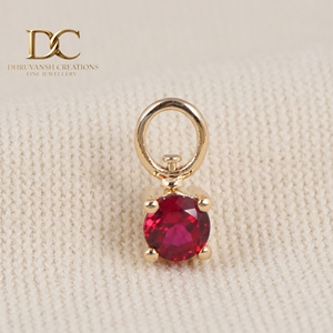 Nouveauté, pendentif de haute qualité de style classique pour femmes, bijoux en or jaune 14 carats, rubis rond de couleur sang de pigeon cultivé en laboratoire - Product Image 2