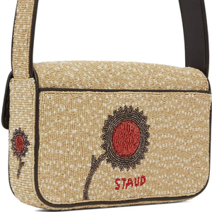 Bolso de hombro beige con cuentas, bordado de girasol, bolso de mano con cuentas de vidrio, cartera de verano para mujer, bolso de mano con patrón floral, bandolera. - Product Image 1