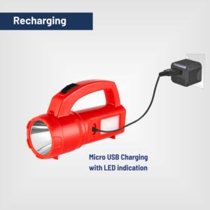 Potente linterna LED SMD de 3W con batería de iones de litio de 1200mAh Modos duales Tipo-C Carga USB Construcción robusta de ABS diseñada - Product Image 4