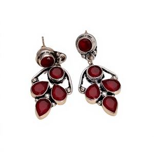 ต่างหูแบบติดหูทรงกลมประดับเพชรซิคอนสไตล์โบฮีเมียน ทำจากสแตนเลสสตีลชุบเงินออกซิไดซ์ เหมาะสำหรับทุกเพศทุกวัยในโอกาสงานปาร์ตี้ - Product Image 1